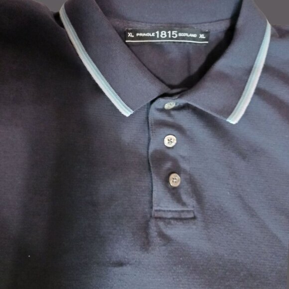 Pringle 1815 Scotland Polo Shirt Embroidered Logo Short Sleeve Navy blue Xlarge - Picture 6 of 14